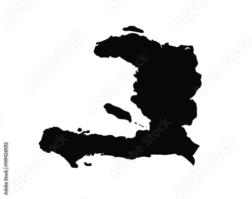 Haiti silhouette. This image shows the black silhouette of Haiti map, highlighting its geographical shape and borders. Vector clipart illustration design.