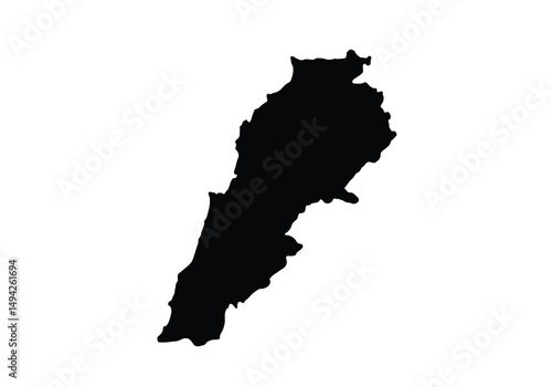 Lebanon silhouette. This image shows the black silhouette of the Lebanon map, highlighting its geographical shape and borders. Vector clipart illustration design.