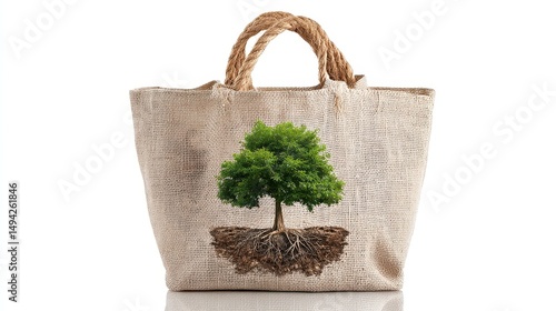 Eco-Friendly Jute Bag with Tree Graphic