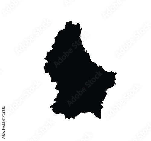 Luxembourg silhouette. This image shows the black silhouette of the Luxembourg map, highlighting its geographical shape and borders. Vector clipart illustration design.