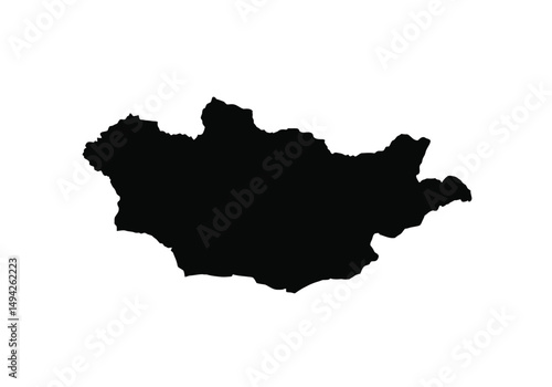 Mongolia silhouette. This image shows the black silhouette of Mongolia map, highlighting its geographical shape and borders. Vector clipart illustration design.