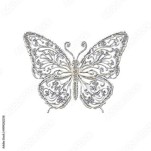 Intricate silver butterfly jewelry with detailed filigree design elegant and decorative perfect for accessories or adornment