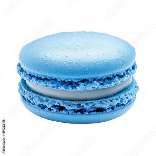 delicious blue macaron with smooth filling, isolated on transparency background, perfect for dessert lovers and sweet treats menu concept