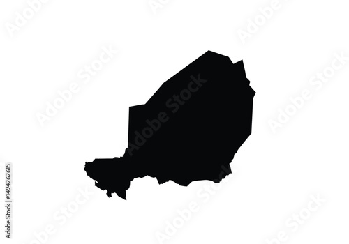 Niger silhouette. This image shows the black silhouette of the Niger map, highlighting its geographical shape and borders. Vector clipart illustration design.