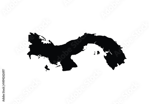 Panama silhouette. This image shows the black silhouette of the Panama map, with its country geographical shape and borders. Vector clipart illustration design.