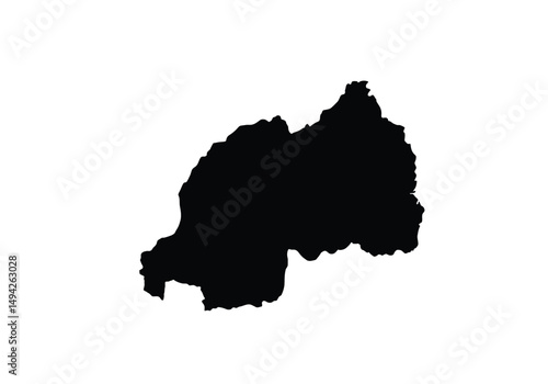 Rwanda silhouette. This image shows the black silhouette of the Rwanda map, with its country geographical shape and borders. Vector clipart illustration design.