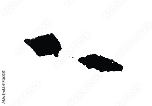 Samoa silhouette. This image shows the black silhouette of the Samoa map, with its country geographical shape and borders. Vector clipart illustration design.