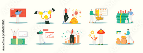 Crypto illustration set. Flat vector illustration concept.