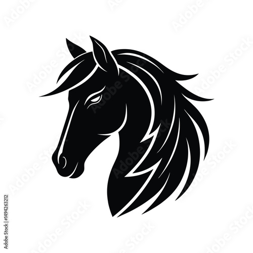 Elegant black horse head silhouette logo design vector illustration for branding or emblem