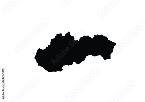 Slovakia silhouette. This image shows the black silhouette of the Slovakia map, with its country geographical shape and borders. Vector clipart illustration design.