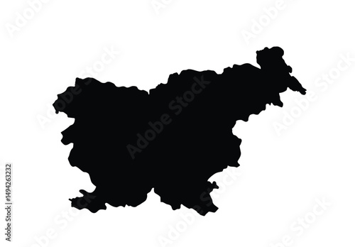 Slovenia silhouette. This image shows the black silhouette of the Slovenia map, with its country geographical shape and borders. Vector clipart illustration design.