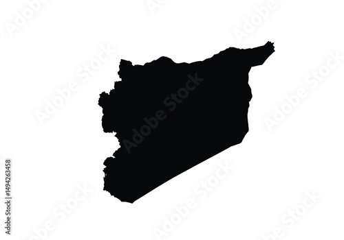 Syria silhouette. This image shows the black silhouette of the Syria map, with its country geographical shape and borders. Vector clipart illustration design.