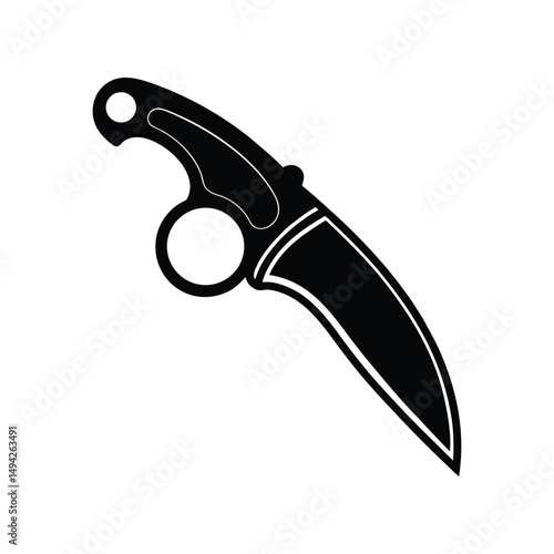 Karambit knife silhouette illustration isolated on white background for design and graphic arts