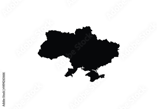 Ukraine silhouette. This image shows the black silhouette of the Ukraine map, with its country geographical shape and borders. Vector clipart illustration design.