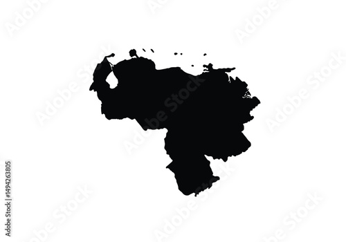 Venezuela silhouette. This image shows the black silhouette of the Venezuela map, with its country geographical shape and borders. Vector clipart illustration design.