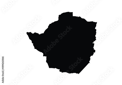Zimbabwe silhouette. This image shows the black silhouette of the Zimbabwe map, with its country geographical shape and borders. Vector clipart illustration design.