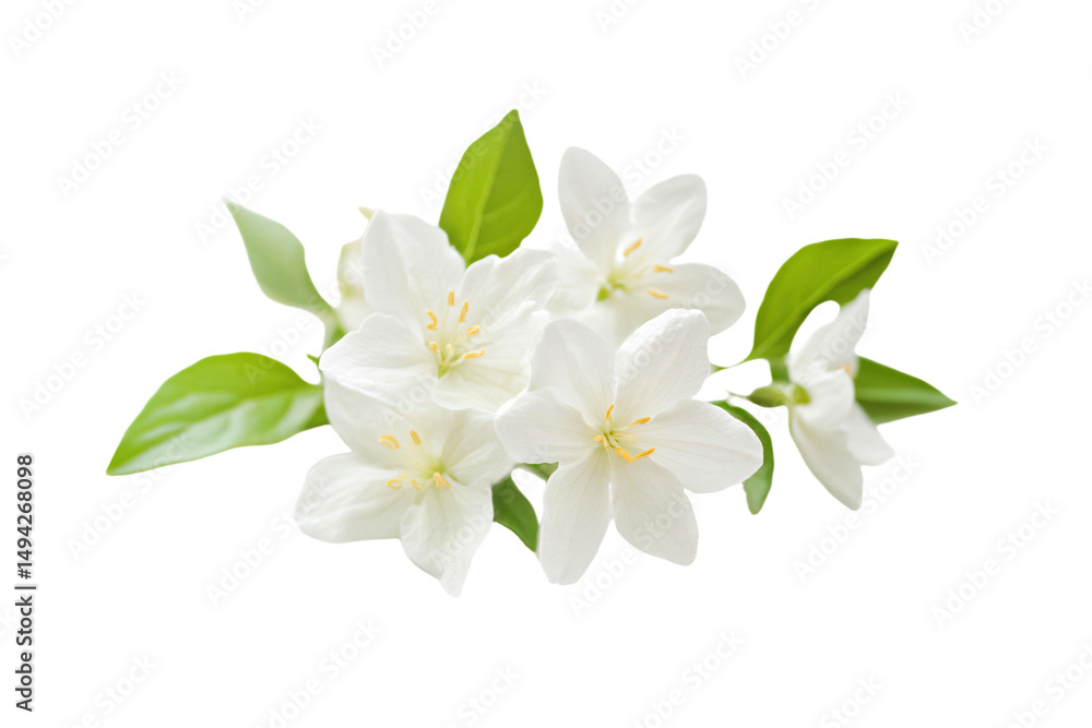 Obraz premium a bunch of white flowers with green leaves