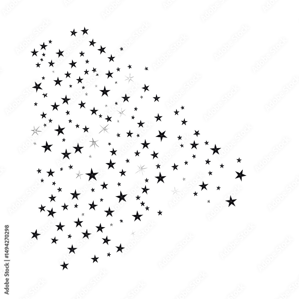 Obraz premium Collection of shiny star shaped confetti scattered transparency background creates festive and celebratory atmosphere