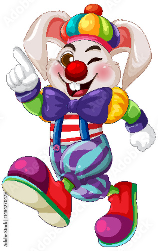 Colorful Clown Rabbit in Playful Pose