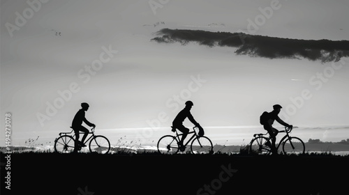 Cycling silhouette people