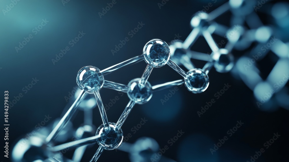 Abstract 3d rendering of a complex molecular structure with interconnected atoms and bonds, representing advanced biotechnology, chemistry, or pharmaceutical research concepts in a futuristic science Abstract 3d rendering of a complex molecular structure with interconnected atoms and bonds, representing advanced biotechnology, chemistry, or pharmaceutical research concepts in a futuristic science