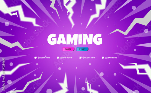 Energetic Gaming Background with Lightning Burst and Comic Style