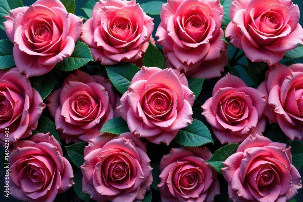 Intricate, repeating rose blossoms in vibrant hues, background, art, repeating pattern Intricate, repeating rose blossoms in vibrant hues, background, art, repeating pattern