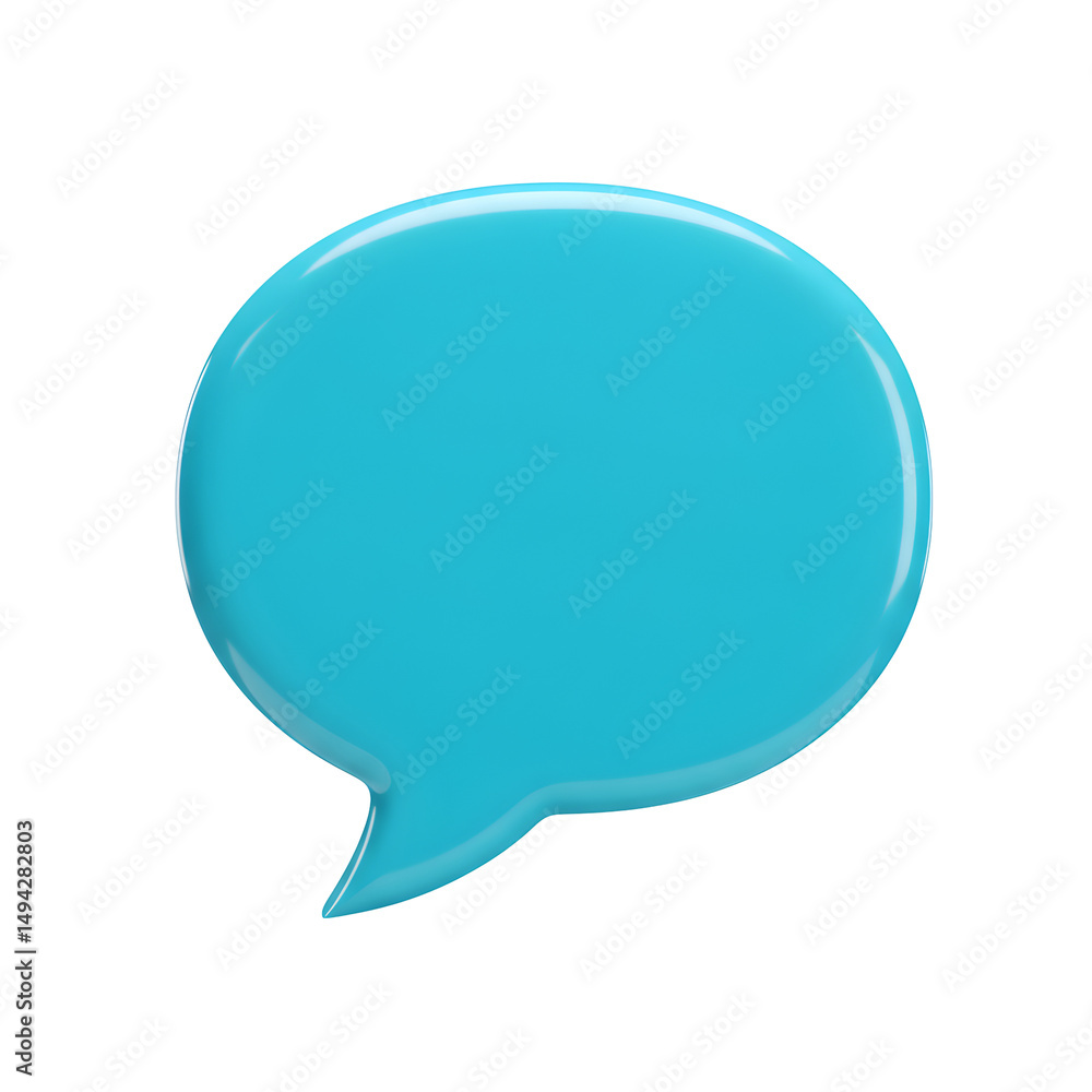 Glossy Blue 3D Speech Bubble on Transparent Background Glossy Blue 3D Speech Bubble on Transparent Background