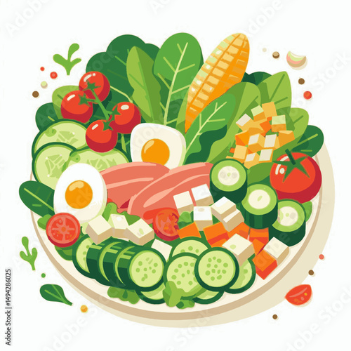 Nutritious bounty A vibrant salad bursts with fresh produce and delectable proteins a delightful fusion of health and taste