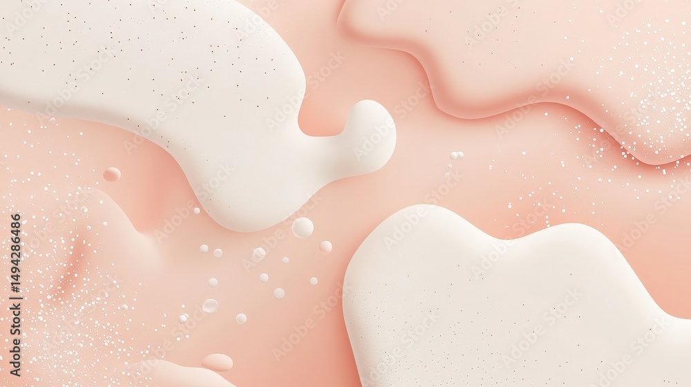 Fototapeta premium Abstract Soft Pink and White Liquid Shapes with Sparkling Detail