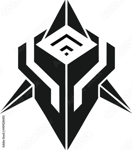 Minimal Abstract Tech Icon Futuristic Style Futuristic Tech Simplified