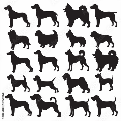 A vector collection of running dog silhouettes, perfect for animal and pet illustration designs