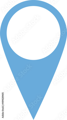 Sky Blue Locator: Simple Pointer Icon on White.