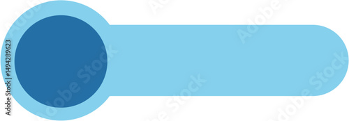 Aqua Blue Rounded Button with Dark Blue Circle, Minimalist Design.