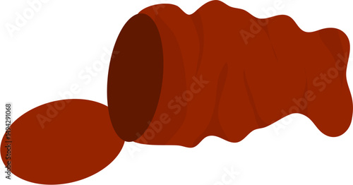 Overturned Pot with Spilled Earthy-Toned Substance, Flat Vector Illustration.
