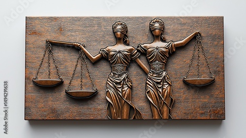 Bronze relief of Justice figures