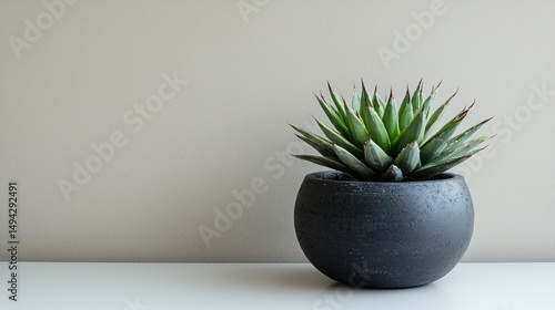 Elegant Succulent Plant in Minimalist Pot on Neutral Background for Realistic Photography and Future Design Inspiration