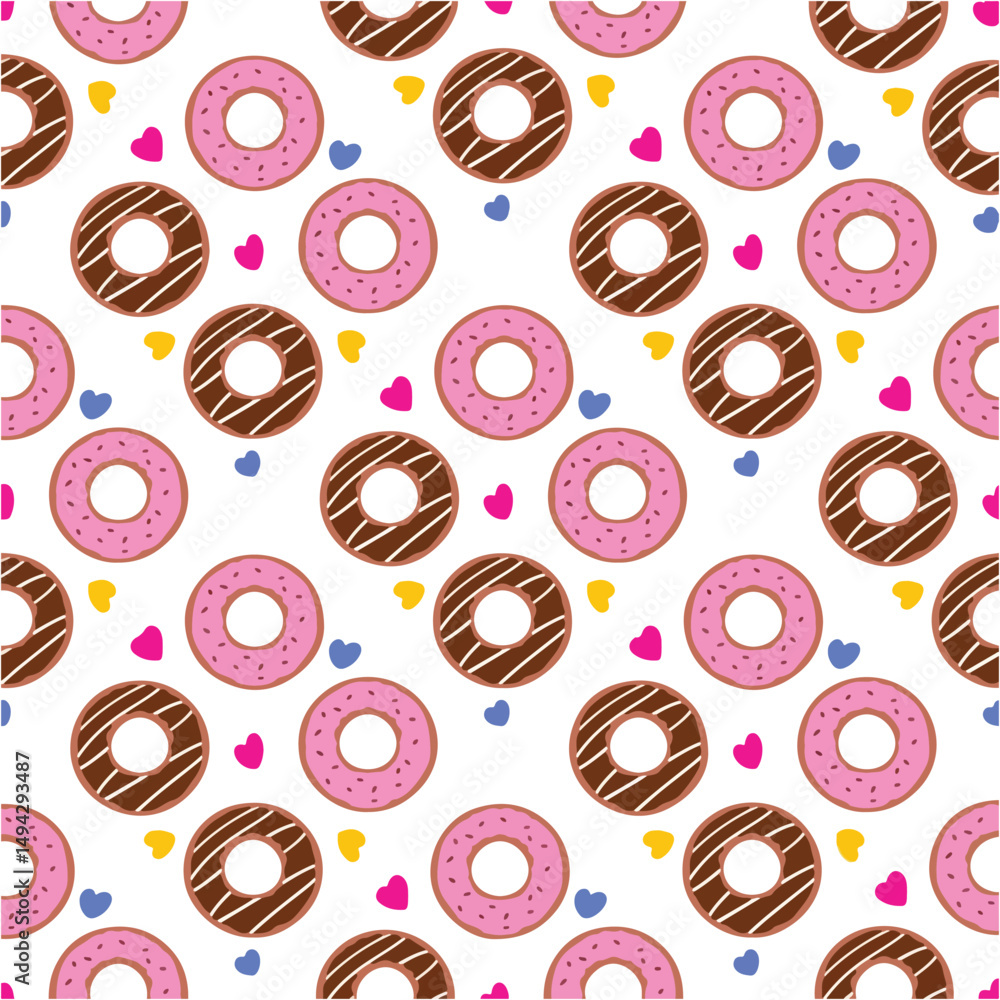 Obraz premium illustration art seamless pattern donut design