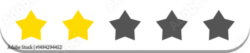 Two Out of Five Stars Rating, Yellow and Gray Icons on White.