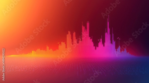 Colorful Sound Wave Visualization with Gradients and Peaks for Digital Art and Photography Projects