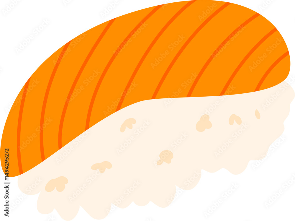 Salmon Nigiri: Simplified Flat Vector Illustration, Culinary Icon. Salmon Nigiri: Simplified Flat Vector Illustration, Culinary Icon.