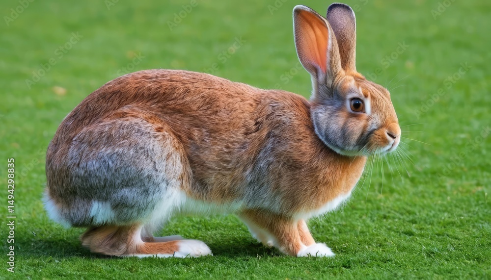 Fototapeta premium A Stunning Brown Rabbit in a Lush Green Field
