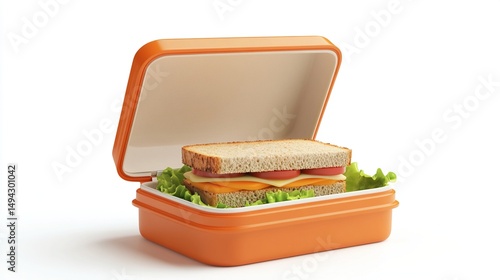 Wallpaper Mural Open orange lunchbox with a sandwich inside Torontodigital.ca