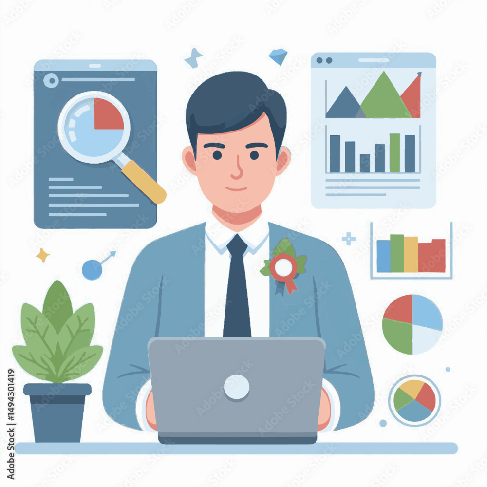 Analyst at work Graphs charts and laptop fueling datadriven decisions Analyst at work Graphs charts and laptop fueling datadriven decisions