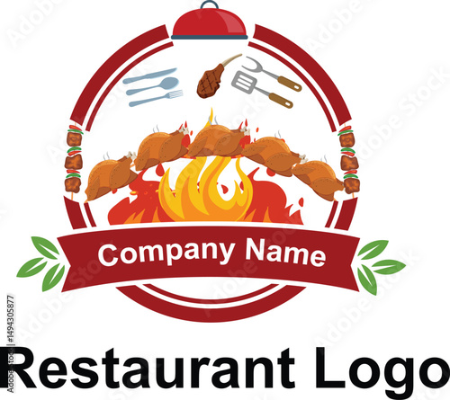 Restaurant logo design vector illustration white background