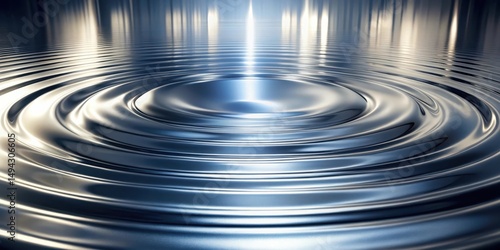 Smooth glossy silver metal surface reflecting a chrome mirror-like water effect with subtle ripples on the surface, creating a sense of depth and luminosity , shine, reflective