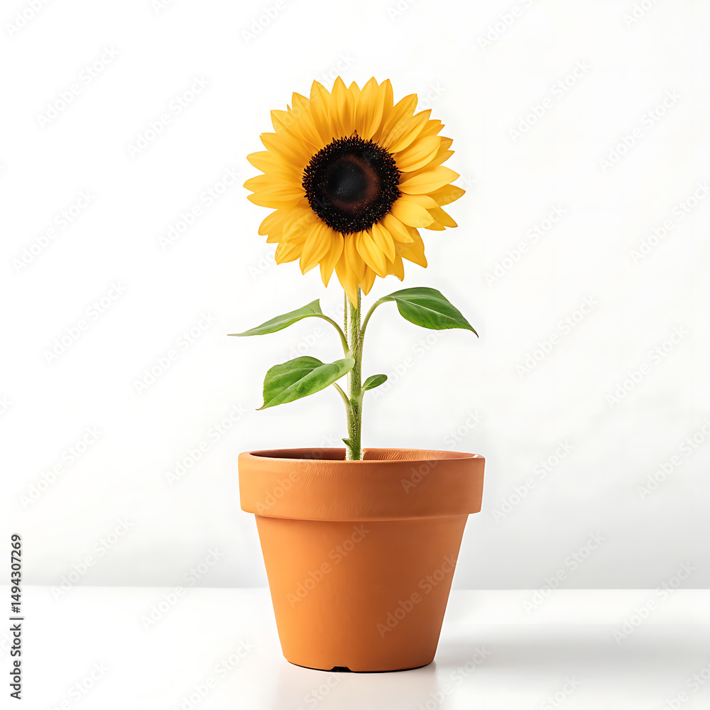 Fototapeta premium Vibrant Sunflower in Terracotta Pot A Symbol of Summer and Growth