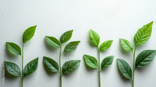 Realistic Photography of Fresh Green Leaves on a Minimalist Background for Corporate and Creative Projects