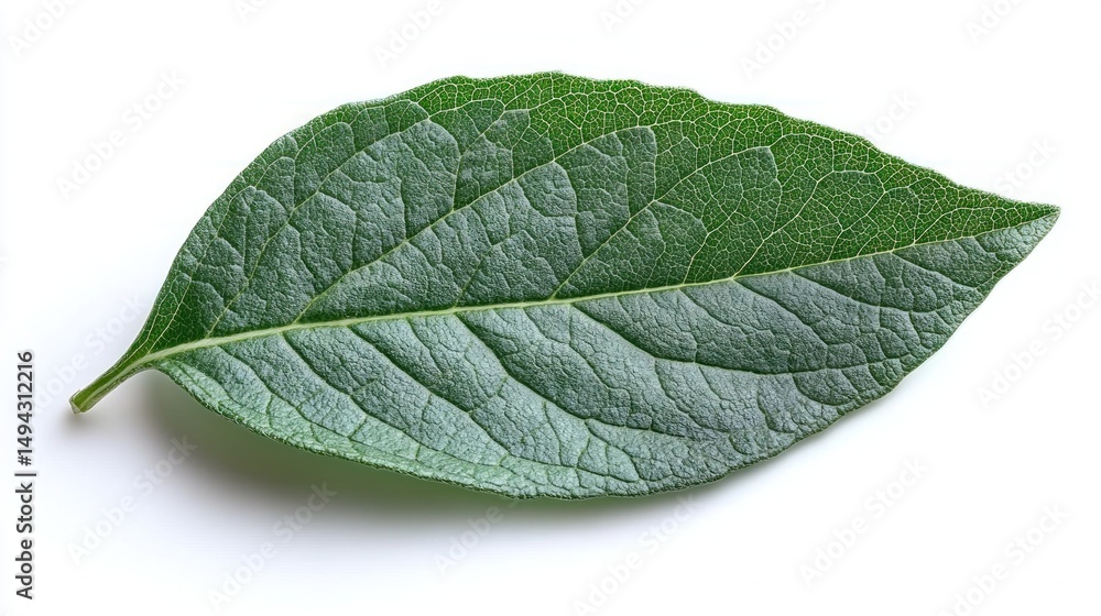 Single Green Leaf on White Background Single Green Leaf on White Background