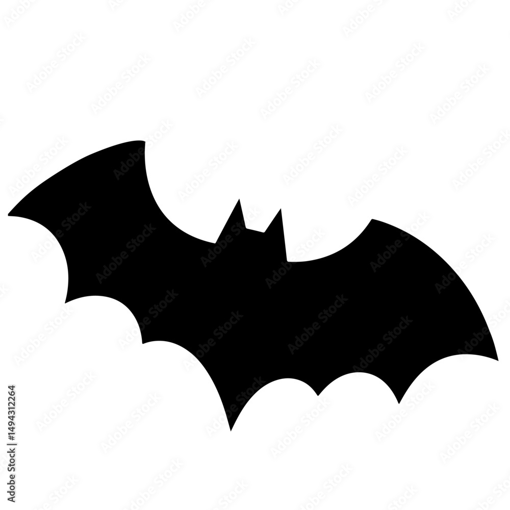 Fototapeta premium A simple black silhouette of a bat, in a minimalist style.